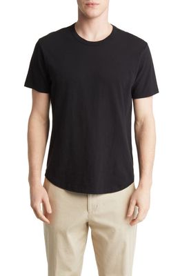 BUCK MASON Curve Hem Cotton Slub T-Shirt in Black