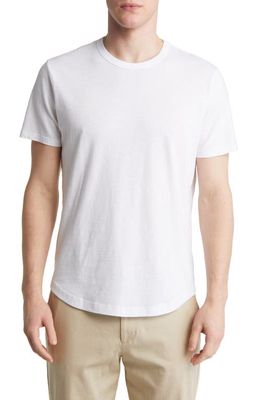 BUCK MASON Curve Hem Cotton Slub T-Shirt in White