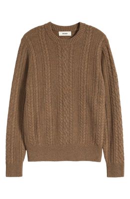 BUCK MASON Donegal Merino Wool Blend Cable Sweater in Teak