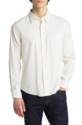 BUCK MASON Draped Twill Button-Up Shirt in Natural