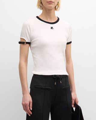 Buckle Short-Sleeve Contrast T-Shirt