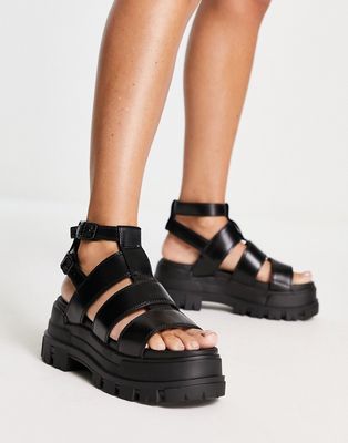 Buffalo Aspha GLD platform sandals in black