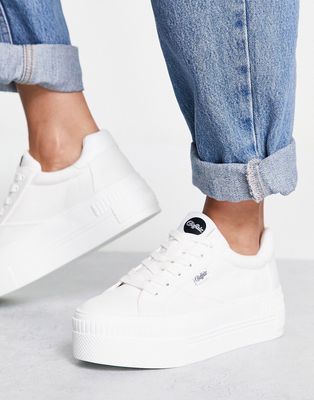 Buffalo Paired vegan platform sneakers in white canvas