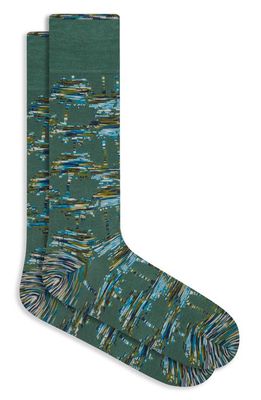 Bugatchi Abstract Plam Tree Dress Socks in Sage