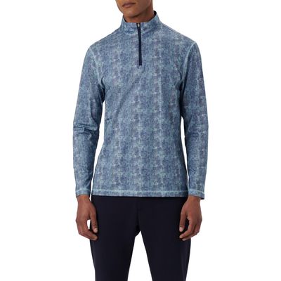 Bugatchi Anthony OoohCotton® Abstract Print Quarter Zip Pullover in Aqua 