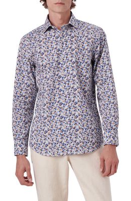 Bugatchi Axel Classic Fit Abstract Print Stretch Cotton Button-Up Shirt in Air Blue