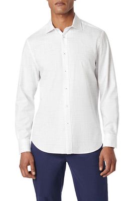 Bugatchi Axel Geo Print Stretch Button-Up Shirt in White