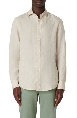 Bugatchi Axel Linen Button-Up Shirt in Beige