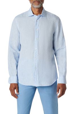 Bugatchi Axel Linen Button-Up Shirt in Sky