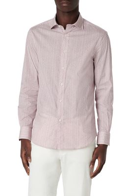 Bugatchi Axel Pinstripe Stretch Button-Up Shirt in Berry