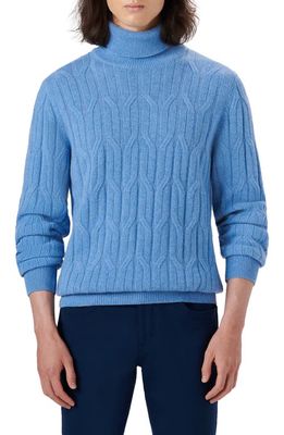 Bugatchi Cable Knit Turtleneck Sweater in Classic Blue