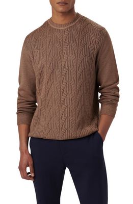Bugatchi Cable Stitch Merino Wool Sweater in Chestnut