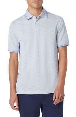 Bugatchi Checkerboard Pattern Piqué Polo in Air Blue