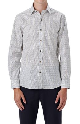 Bugatchi Classic Fit Abstract Print Woven Button-Up Shirt in Chalk
