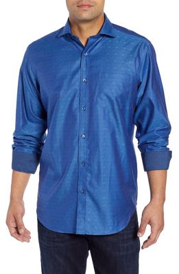 Bugatchi Classic Fit Embroidered Sport Shirt in Classic Blue