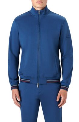 Bugatchi Comfort Cotton Blend Zip-Up Jacket in Blue Night