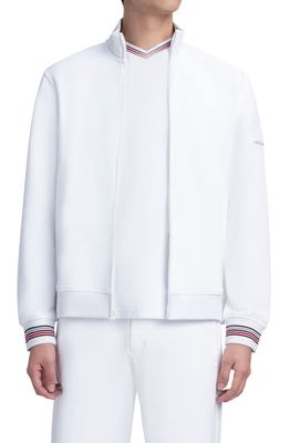 Bugatchi Comfort Cotton Mock Neck Jacket in White