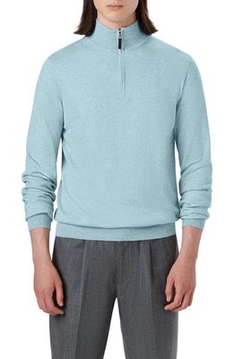 Bugatchi Cotton & Cashmere Quarter Zip Sweater in Celadon