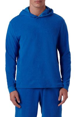 Bugatchi Cotton French Terry Hoodie in Classic Blue