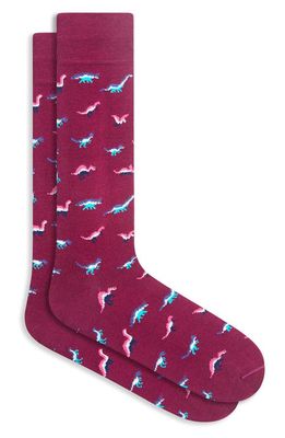 Bugatchi Dinosaur Dress Socks in Plum