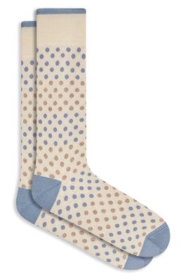 Bugatchi Dot Pattern Cotton Blend Dress Socks in Sand