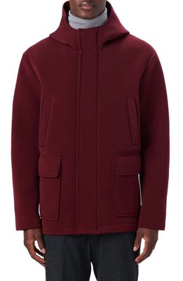 Bugatchi Full Zip Hooded Water Repellent Bomber Jacket in Cabernet