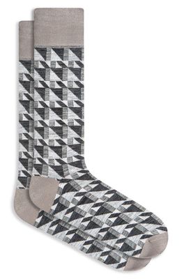 Bugatchi Geo Pattern Dress Socks in Cement