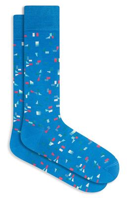 Bugatchi Geo Pattern Dress Socks in Classic Blue
