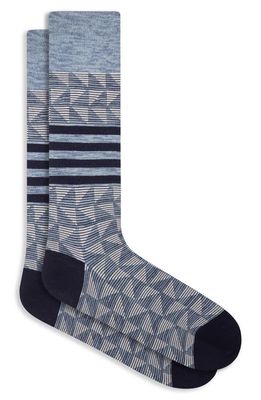 Bugatchi Geometric Stripe Dress Socks in Navy