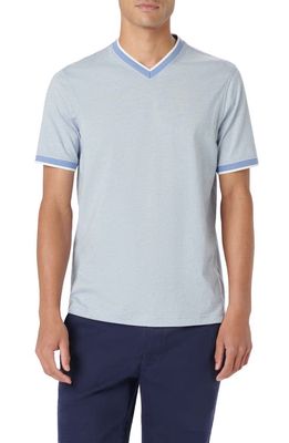 Bugatchi High V-Neck T-Shirt in Air Blue