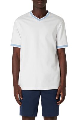 Bugatchi High V-Neck T-Shirt in White