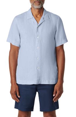 Bugatchi Jackson Shaped Fit Linen Button-Up Camp Shirt in Sky