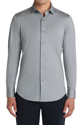 Bugatchi James Long Sleeve Stretch Cotton Button-Up Shirt in Platinum