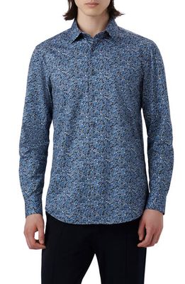 Bugatchi James OoohCotton Abstract Floral Print Button-Up Shirt in Night Blue