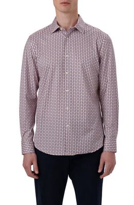 Bugatchi James OoohCotton Geometric Print Button-Up Shirt in Dusty Pink