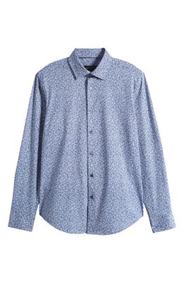 Bugatchi James OoohCotton Leaf Print Button-Up Shirt in Night Blue