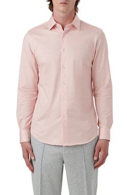 Bugatchi James OoohCotton Serpentine Stripe Button-Up Shirt in Dusty Pink