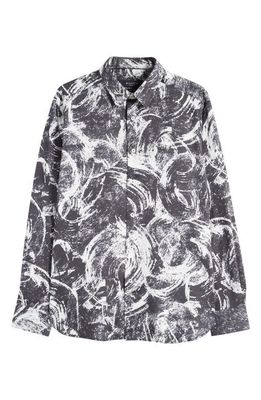 Bugatchi Julian Abstract Print Cotton Button-Up Shirt in Chalk