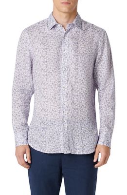 Bugatchi Julian Linen Shaped Fit Button-Up Shirt in Lilac