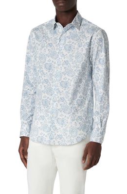 Bugatchi Julian Paisley Print Button-Up Shirt in Air Blue