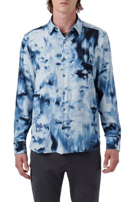 Bugatchi Julian Shaped Fit Abstract Airbrush Print Button-Up Shirt in Dusty Blue