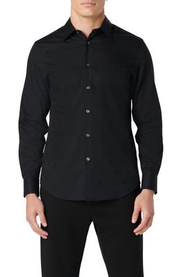 Bugatchi Julian Shaped Fit Woven Button-Up Shirt in Black