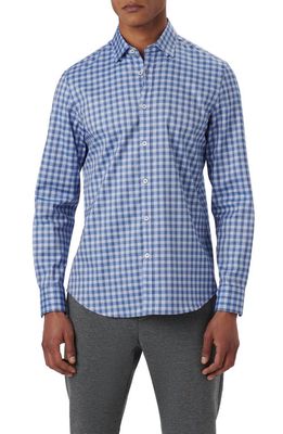 Bugatchi Karl Shaped Fit Plaid Stretch Cotton Button-Up Shirt in Air-Blue