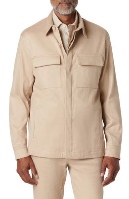 Bugatchi Linen & Cotton Button-Up Shirt Jacket in Beige