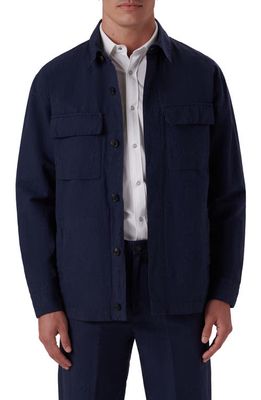Bugatchi Linen & Cotton Shirt Jacket in Navy