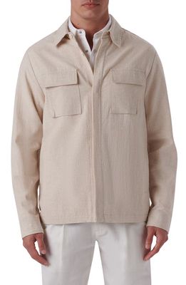 Bugatchi Linen & Cotton Shirt Jacket in Oatmeal