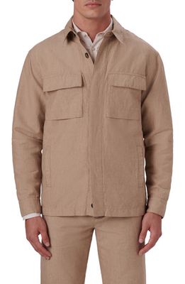 Bugatchi Linen Shirt Jacket in Dune