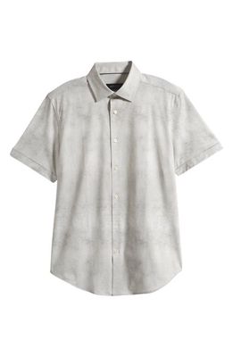 Bugatchi Miles OoohCotton Airbrush Print Short Sleeve Button-Up Shirt in Willow