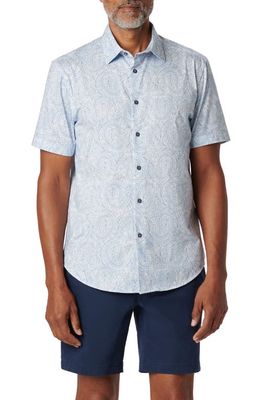 Bugatchi Miles OoohCotton Floral Short Sleeve Button-Up Shirt in Sky