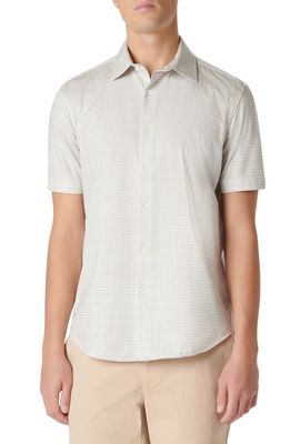 Bugatchi Miles OoohCotton Geometric Short Sleeve Button-Up Shirt in Sand